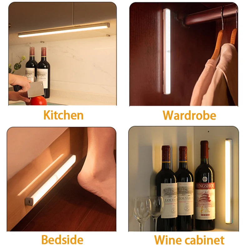Luz LED con Sensor de Movimiento Recargable | Iluminación Inalámbrica para Armarios, Cocina o Escaleras