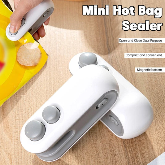 Mini Sellador de Bolsas Portátil 2 en 1 Recargable | Sellado al Calor para Snacks y Cocina